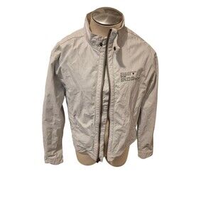 Guess Mens Coated Canvas Moto Jacket Ash Gray Sz M/L